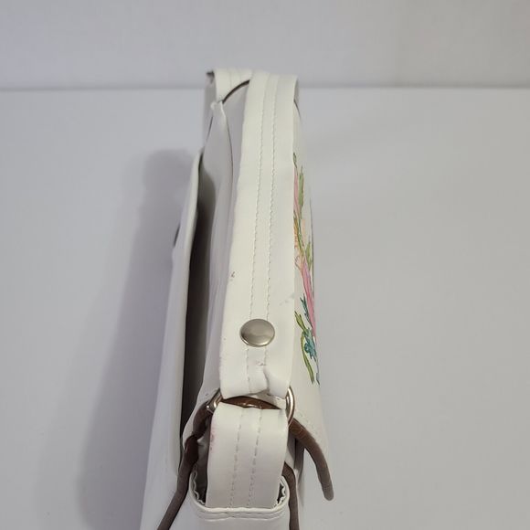 Vintage The Original Florida Keys Embossed Leather Shoulder Handbag Floral White - Picture 7 of 16